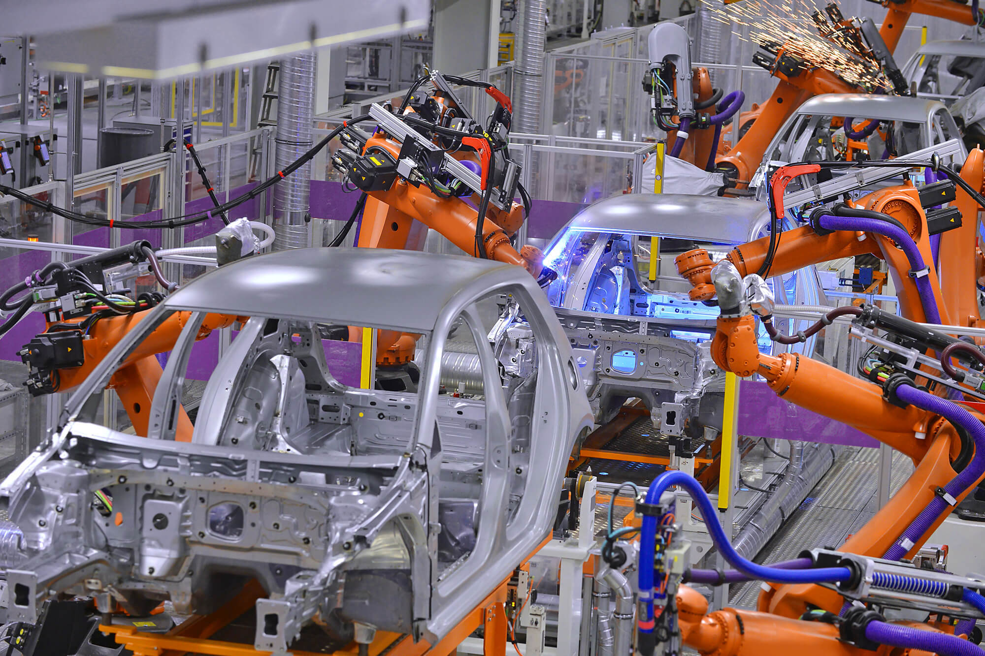 Robotic arms automotive assembly